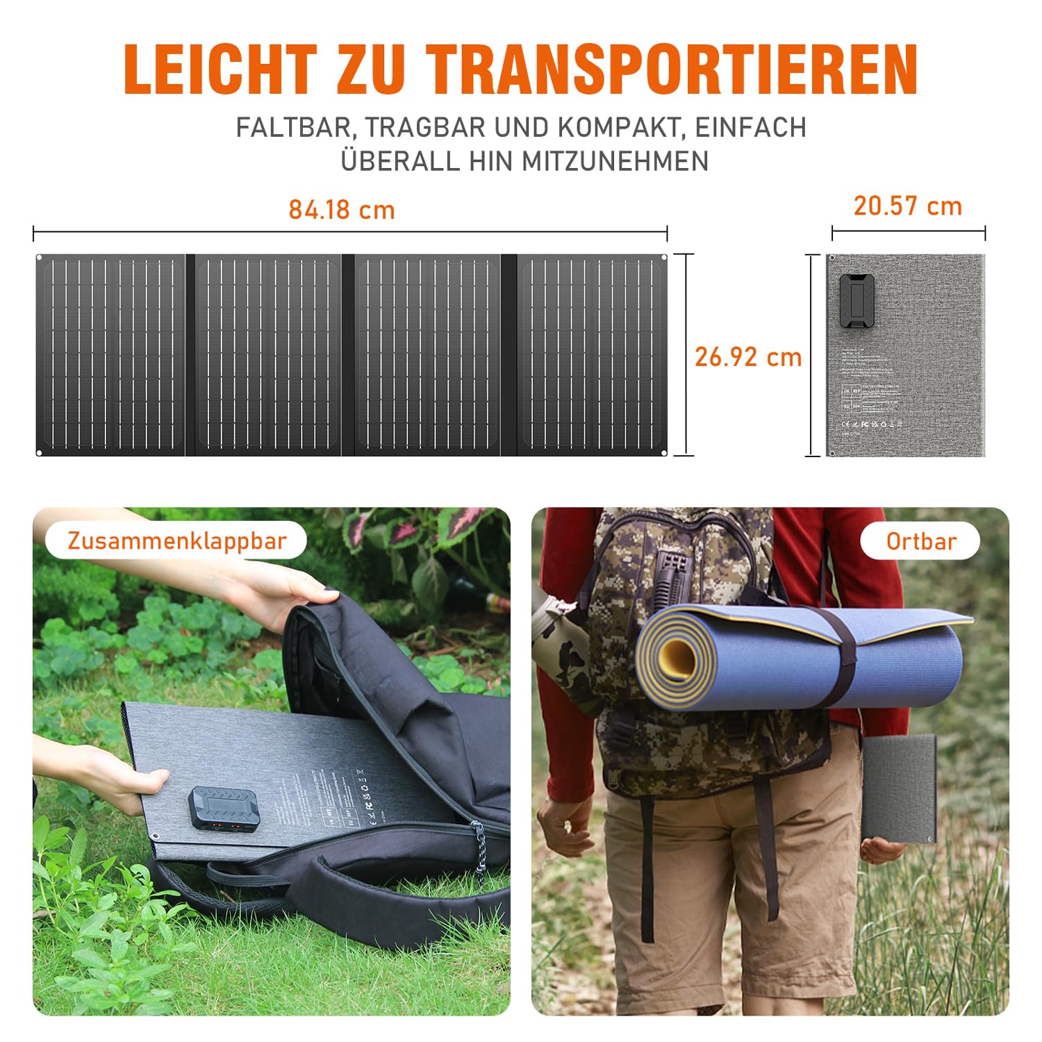 Tragbare Powerstation R100 99 Wh mit 100 W AC Ausgang 18 W USB-C und 40 W faltbarem Solarpanel