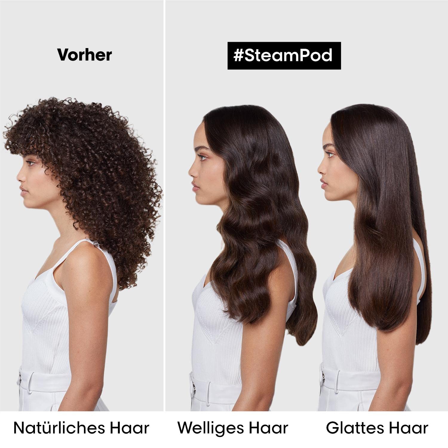 SteamPod 4 Dampfstyler mit Dampftechnologie zum Glätten Locken und Wellen für alle Haartypen mit 3 Kämmen