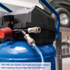 Druckluftkompressor HC51V 50 l 10 bar 1500 W 220 l/min ölfrei mit Druckminderer 2 Schnellkupplungen 13-teiligem Zubehörset und 15 m Schlauch