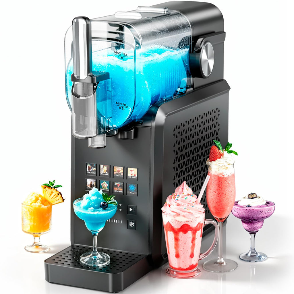 Slushmaschine 2,7 l mit 8 Programmen One-Touch Start Selbstreinigung für Slush Frappé Milchshake und gefrorene Getränke
