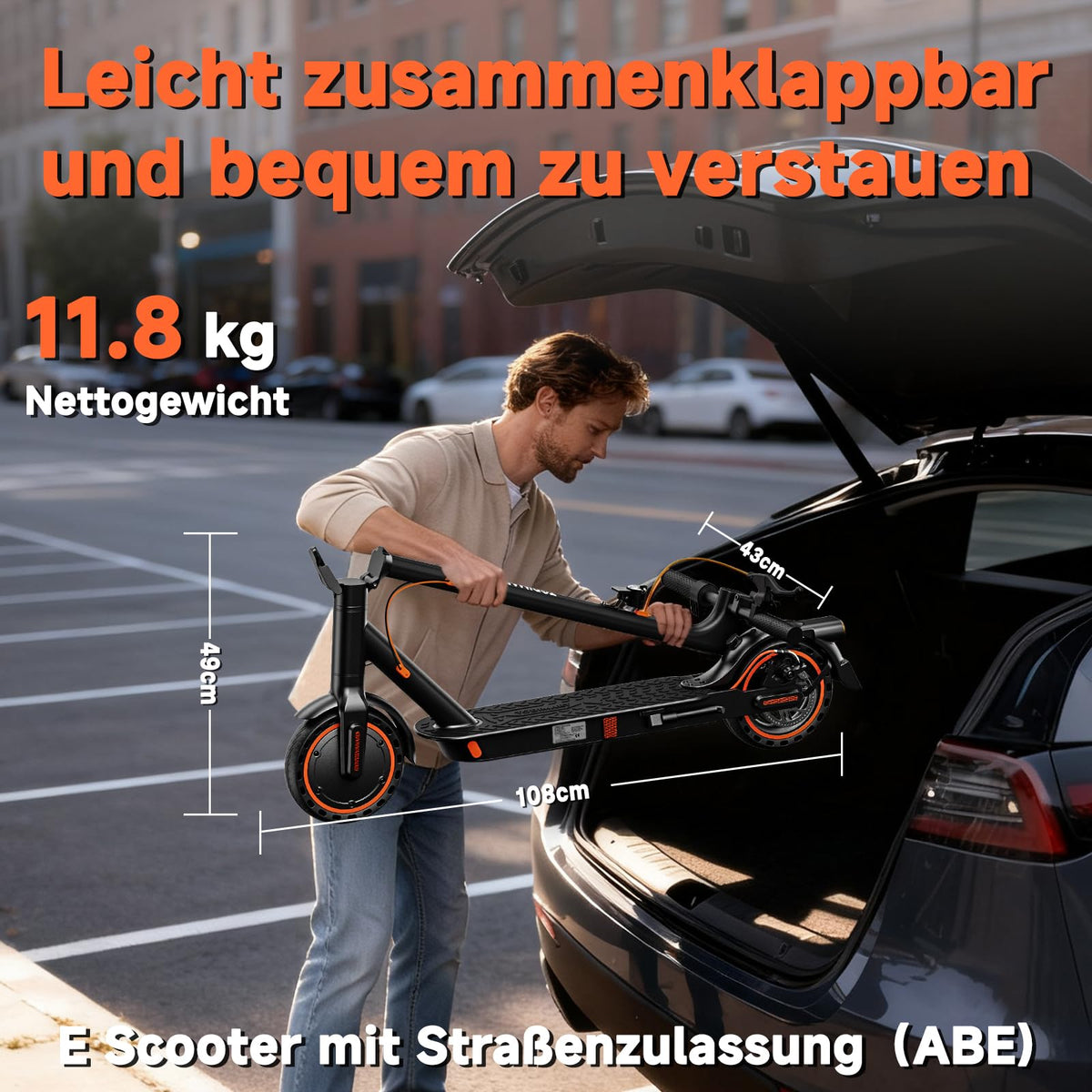 E-Scooter mit Straßenzulassung ABE S3 500 W 35 km Reichweite 20 km/h App-Steuerung 8,5 Zoll Vollgummireifen