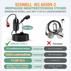Mobile Wallbox 11kW mit App 400V 16A 3-phasig 7,6m Typ 2 Ladekabel CEE IP66 OLED Wandmontage für E-Autos