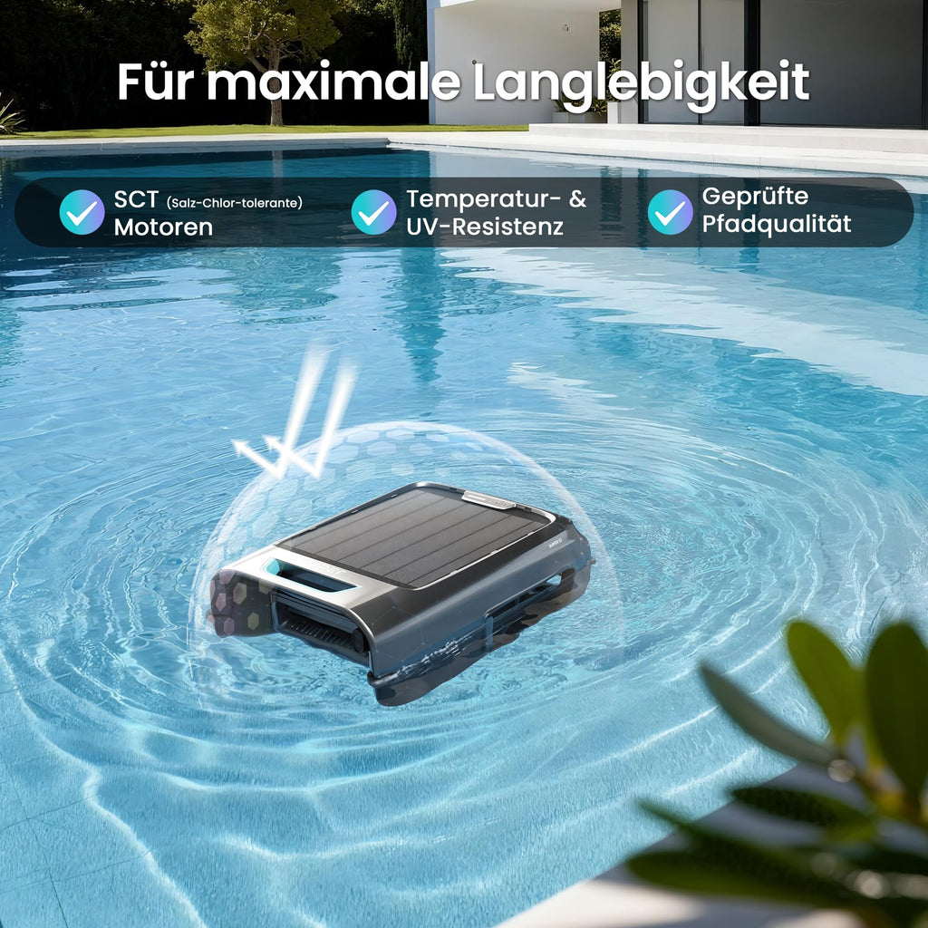 Pool-Oberflächenskimmer-Roboter EcoSurfer S2 Solar- und DC-Ladung 150 µm Filter App-Steuerung mit Hinderniserkennung