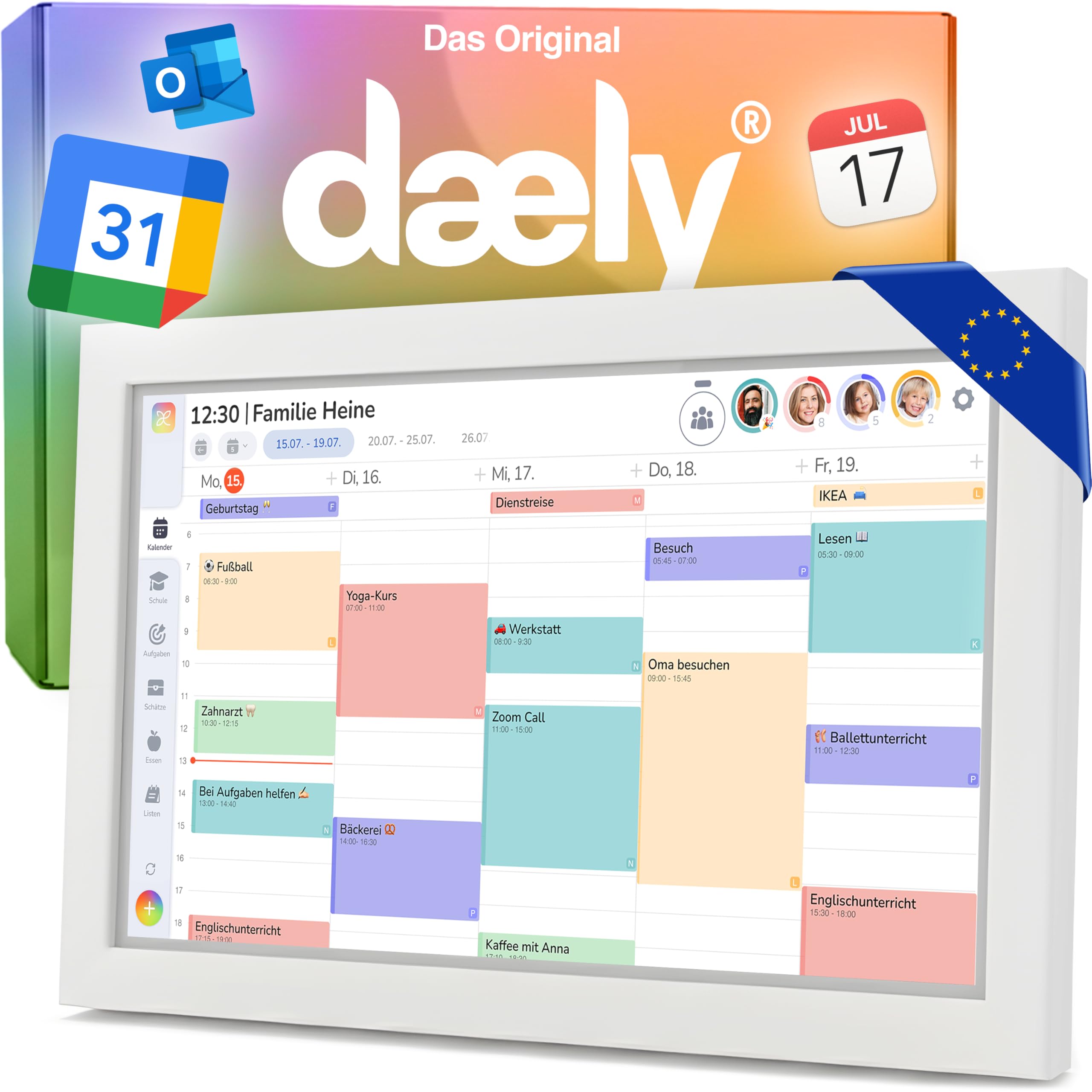 Digitaler Familienkalender 15,6 Zoll Wandkalender FHD Touchscreen App für iOS und Android 40 x 25 cm Kalender To-dos Routinen