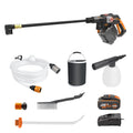 Hydroshot Akku-Hochdruckreiniger WG633E.1 20V 56 Bar 220 l/h 6 m Schlauch 5-in-1-Düse mit 4,0 Ah Akku Ladegerät