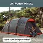 Familienzelt Lake 4 Personen Tunnelzelt 470 x 230 x 190 cm 2 Schlafkabinen 3000 mm Wassersäule Stehhöhe eingenähter Boden
