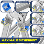 Aluminium Mehrzweckleiter 20 Sprossen 520 cm 150 kg ausziehbar Gelenkleiter Stehleiter Anlegeleiter