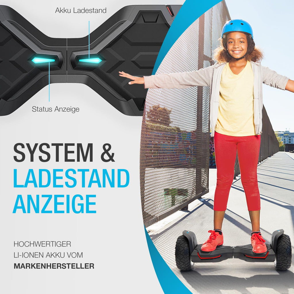 Offroad Hoverboard HX510 8,5 Zoll mit 700 W Dual-Motor Bluetooth App-Steuerung LED und 120 kg Belastbarkeit