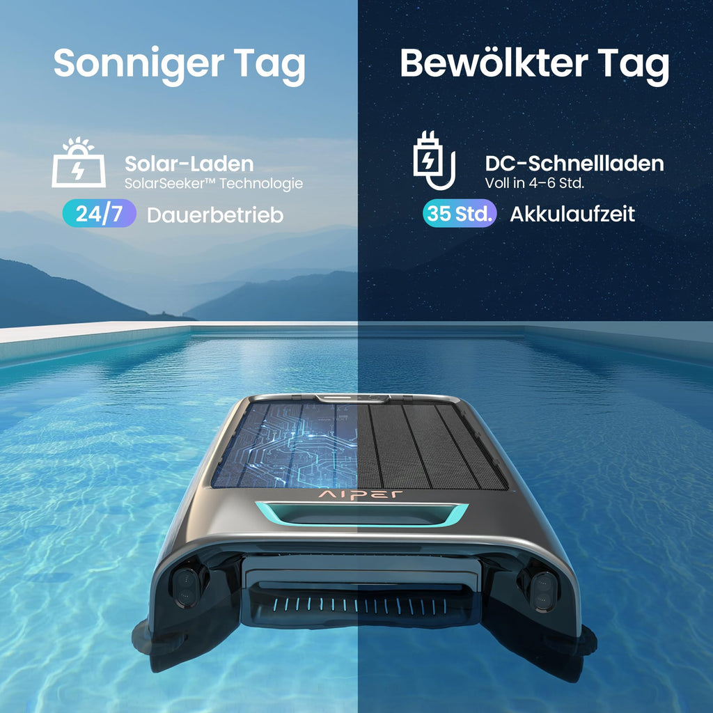 Pool-Oberflächenskimmer-Roboter EcoSurfer S2 Solar- und DC-Ladung 150 µm Filter App-Steuerung mit Hinderniserkennung