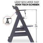 Beta+ Hochstuhl Newborn Set mit Deluxe Bouncer Holz Kinderhochstuhl ab Geburt maximale Belastung 90 kg mit Essbrett und Sitzkissen