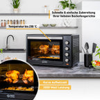 Minibackofen FA-5047 60 l 2000 W bis 230 °C 6 Heizmodi 60-Minuten-Timer Backblech Grillrost Drehspieß
