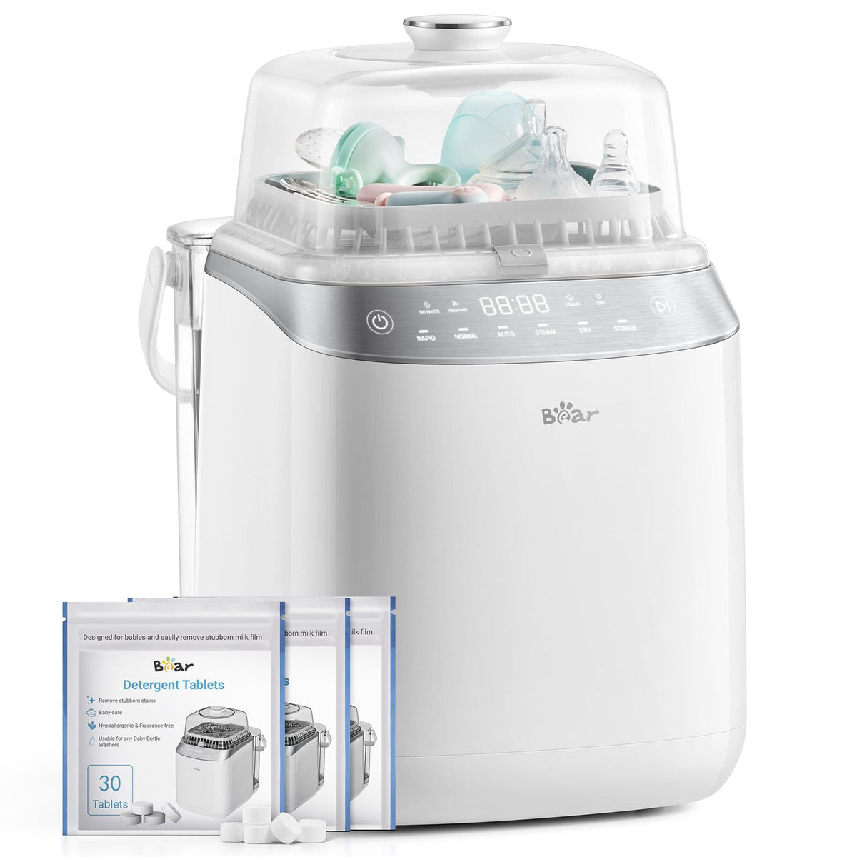 Bottle Washer Pro Automatischer Flaschenreiniger Sterilisator und Trockner für Babyflaschen 5 Modi 72 Stunden Aufbewahrung 90 Reinigungstabletten
