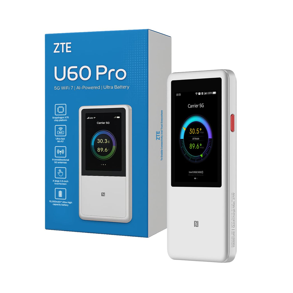 U60 Pro MU5250 5G Mobiler WLAN-Router Wi-Fi 7 4,29 Gbit/s 10000 mAh Akku 3,5 Zoll Touchscreen NFC für bis zu 64 Geräte