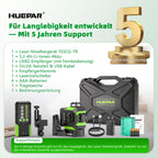 Kreuzlinienlaser 360° mit motorisierter Basis Fernbedienung automatischer Ausrichtung ±2 mm Präzision Pulsmodus 5200 mAh Akku