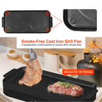Doppel Induktionskochfeld 2800 W mit abnehmbarer Gusseisen Grillpfanne Modell IRC121G