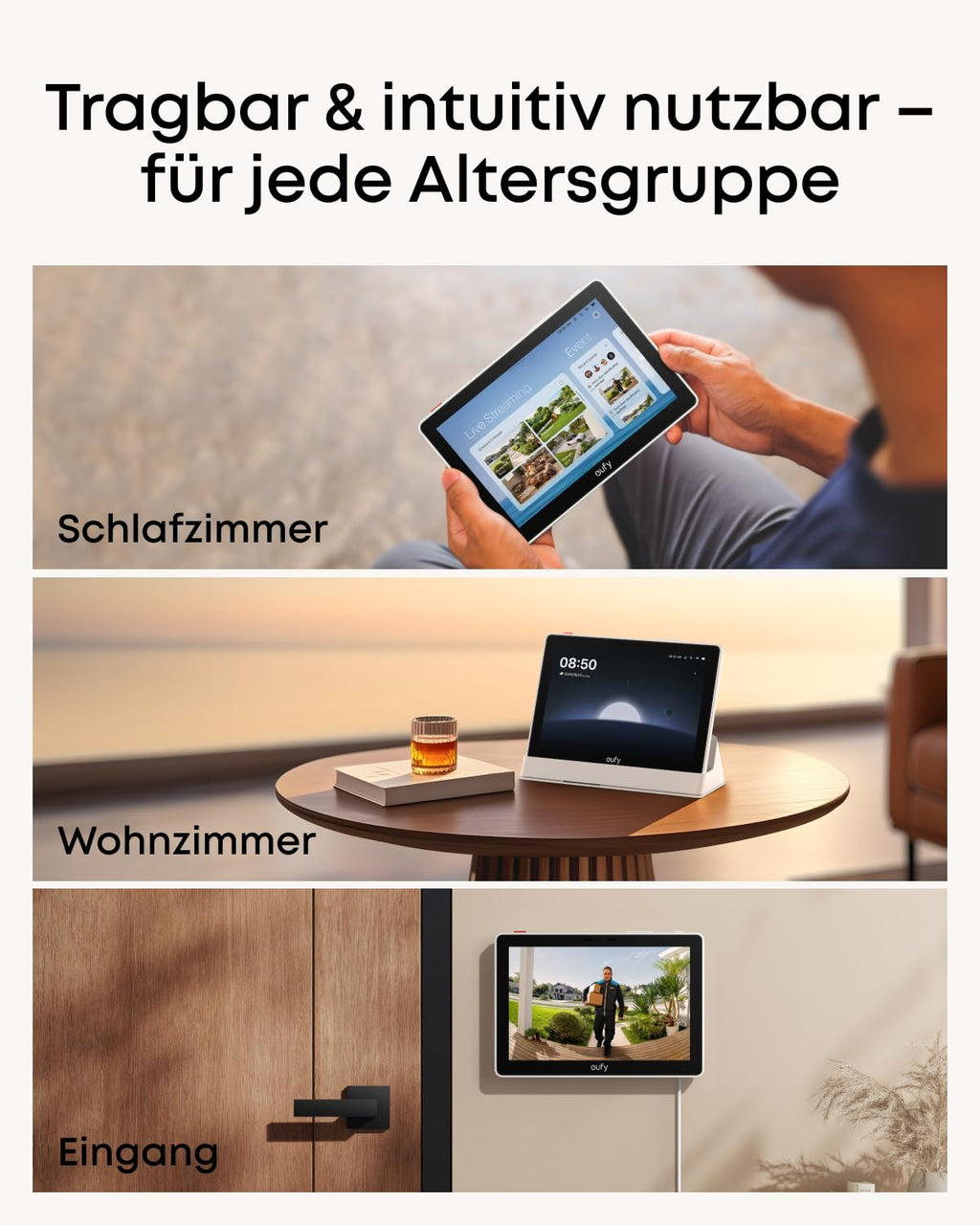 Smart Display Smart Home Hub T87A0 8 Zoll 1280 x 800 mit WLAN 4 Live-Streams Echtzeit-Benachrichtigungen