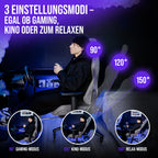 Gaming Stuhl ergonomisch mit Fußstütze 150 kg 4D Armlehnen Memory Foam Silent Wheels Anthrazit