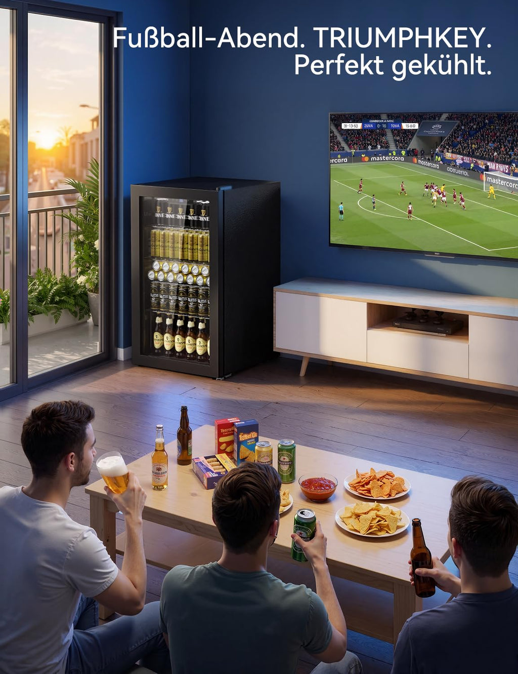 Getränkekühlschrank YC-86 86 Liter mit 4 Ablagen Glasfront LED-Beleuchtung und digitaler Temperaturregelung