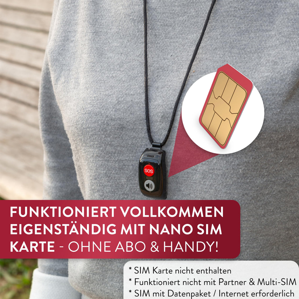 Carino 4G GPS Notrufarmband für Senioren mit Ortung Telefonfunktion SOS-Taste Nano SIM 7 Tage Akkulaufzeit IPX6 wasserdicht ohne Abo