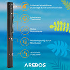 Solardusche 60 L mit Handbrause Thermometer schwenkbarem Duschkopf und Snap-In Technologie für Pool Garten Camping
