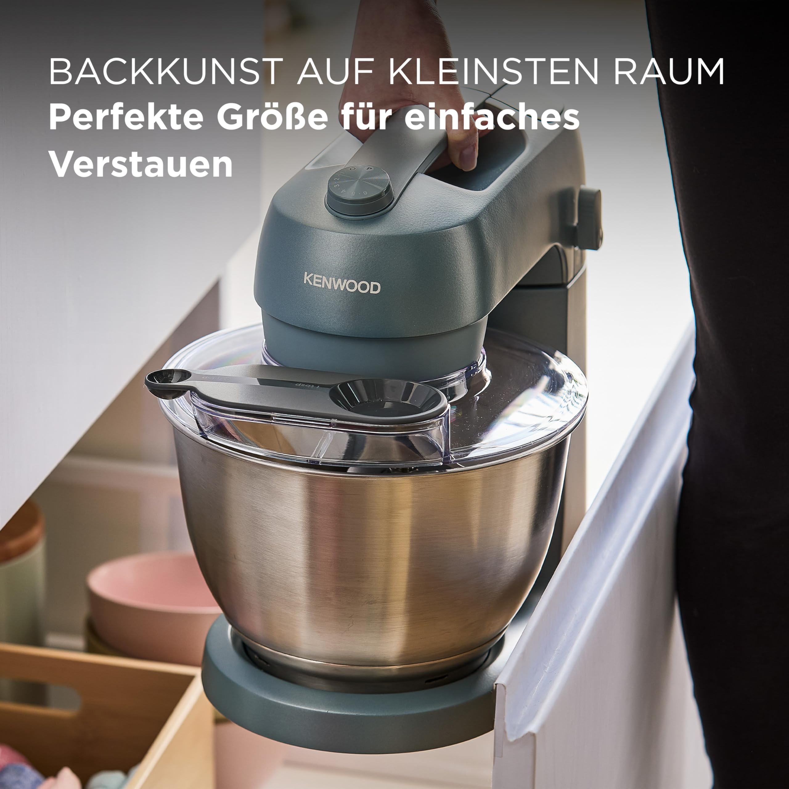 Küchenmaschine KZM35.000GY 800 W 4 L Edelstahlschüssel mit K-Haken Schneebesen und Knethaken