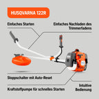 Benzin-Rasentrimmer 122R 21,7 cm³ 2-Takt mit 43 cm Schnittbreite Tap 'n Go Trimmerkopf