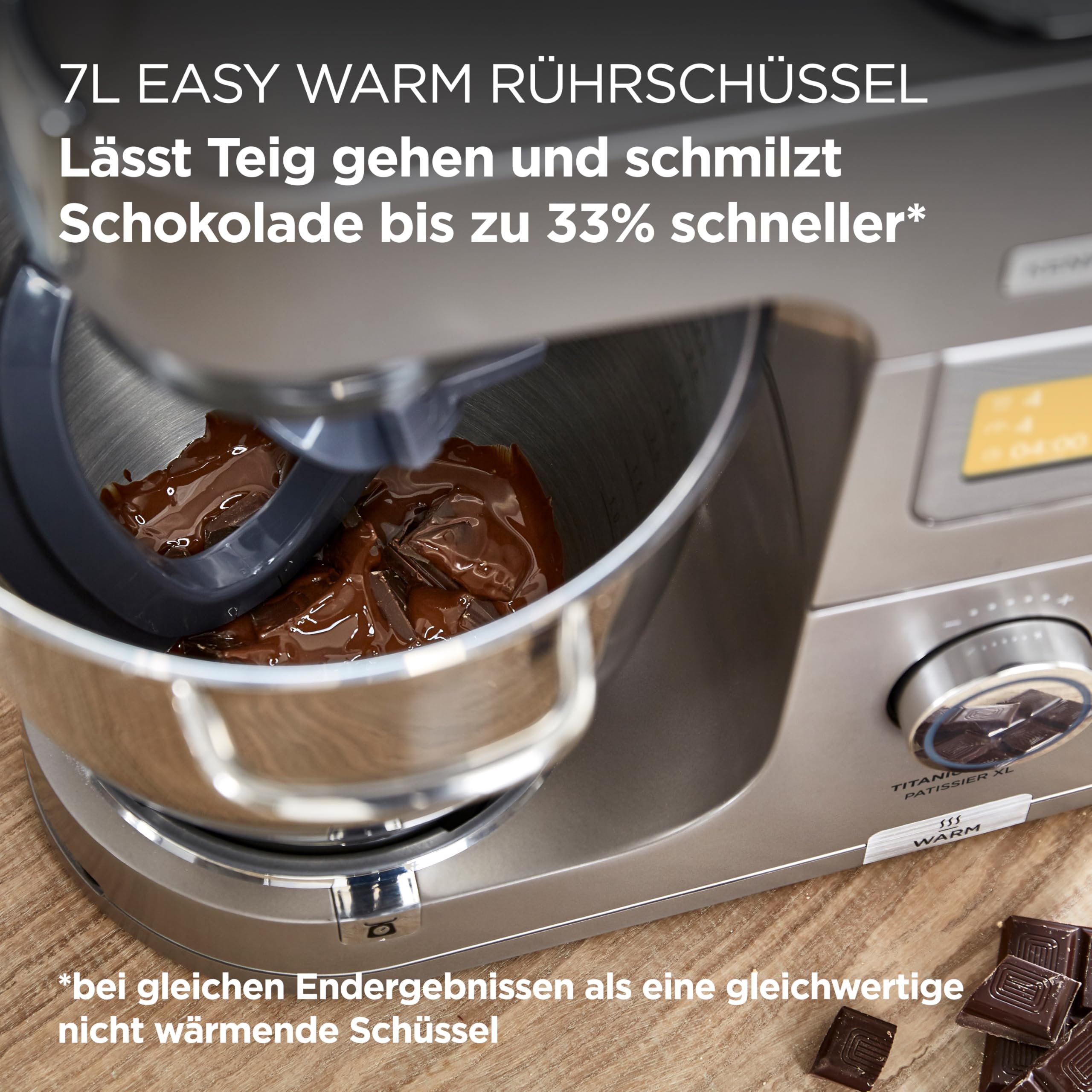 Küchenmaschine Titanium Chef Patissier XL KWL90.034SI 1400 W 7 L Rührschüssel mit Waage Wärmefunktion und Patisserie Set