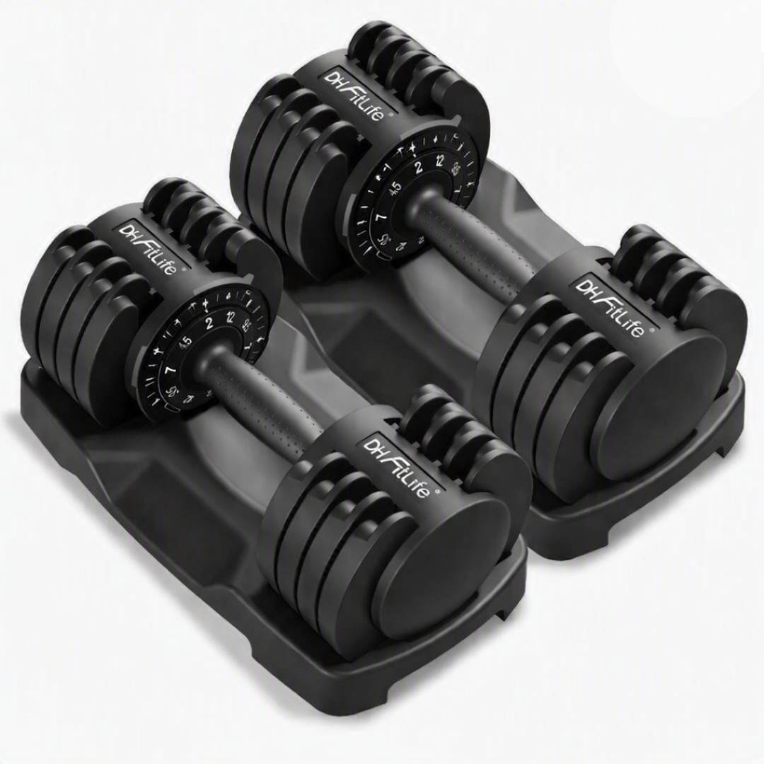 Verstellbare Kurzhanteln 5-in-1 2–12 kg 5 Gewichtsstufen mit Ablageschale Anti-Rutsch-Griff 2er Set