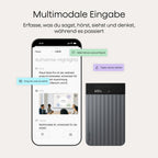 KI-Diktiergerät Note Pro 64 GB 50 Std Aufnahmezeit Bluetooth WAV Dual-Modus 5 m Aufnahmebereich 4 MEMS Mikrofone 1 VPU Mikrofon 112 Sprachen