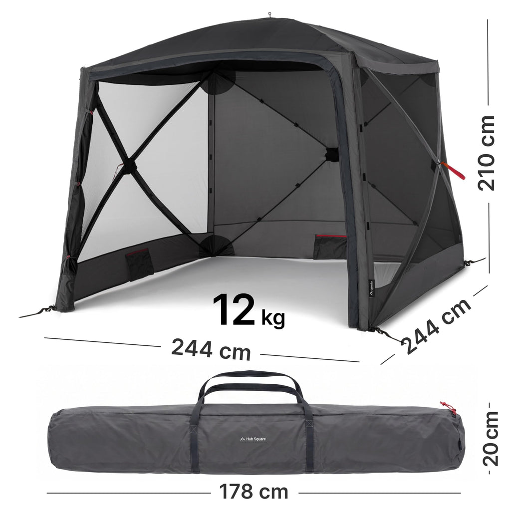 Quick Hub Square Pop Up Pavillon 2,44 x 2,44 m Camping Pavillon UV-Schutz wasserabweisend