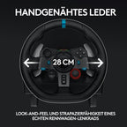 Gaming Rennlenkrad G29 mit 900° Lenkbereich Force Feedback Edelstahlpedalen und Leder-Lenkrad für PS5 PS4 PC Mac