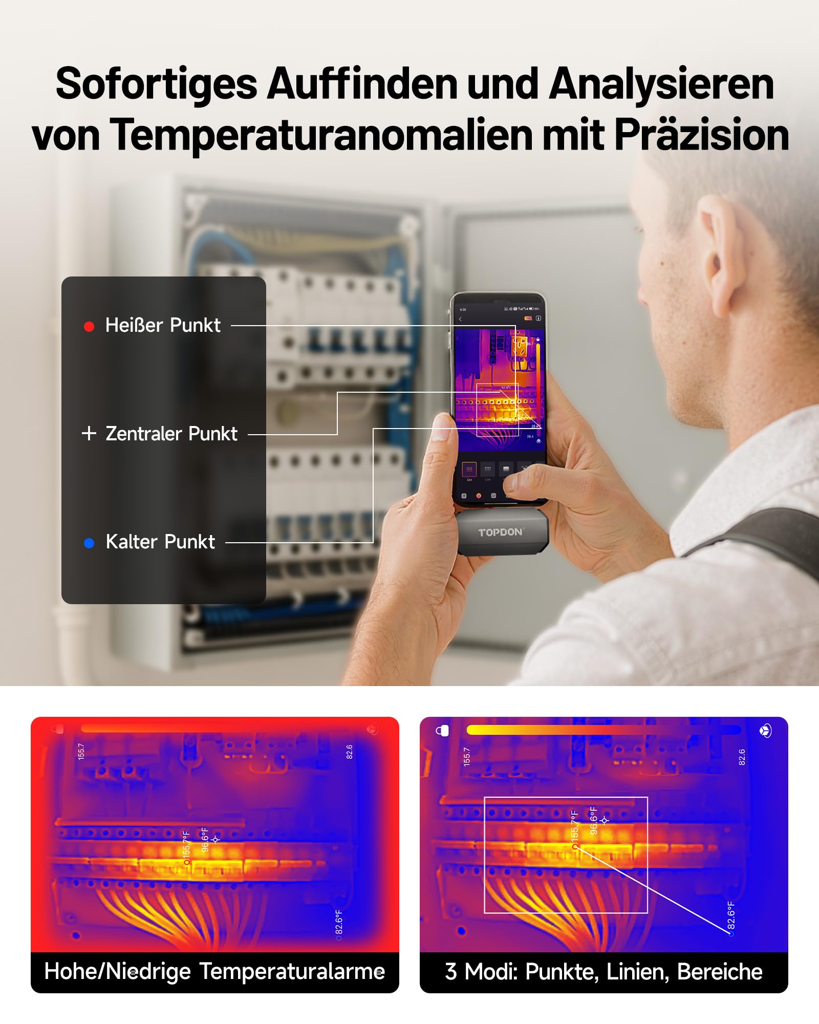 Wärmebildkamera TC002C Duo 512 x 384 25 Hz 40 mK USB-C für Android iOS mit Infrarotkamera