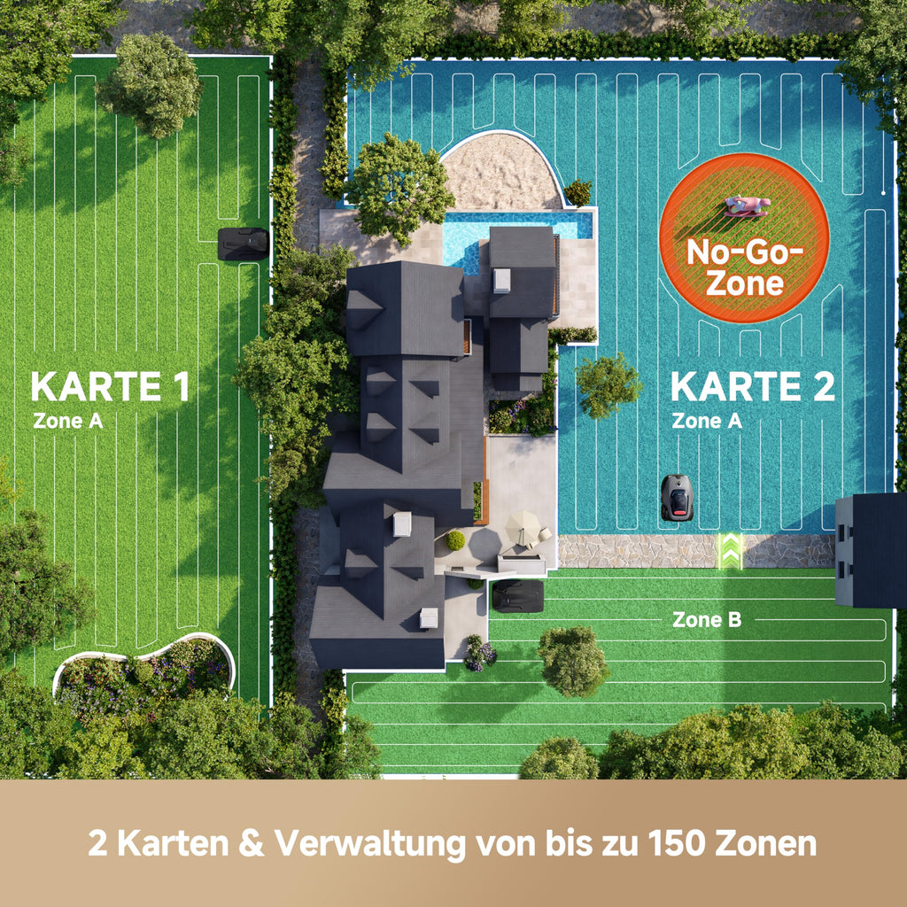 LiDAX Ultra 1600 Mähroboter ohne Begrenzungskabel 3D LiDAR KI Vision 1600 m² 4G 5 cm Kantenschnitt