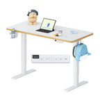 Kinderschreibtisch elektrisch höhenverstellbar SK1 110 × 52 cm 56–88 cm mit LED-Anzeige 3 Speicherplätzen Becherhalter und 2 Haken