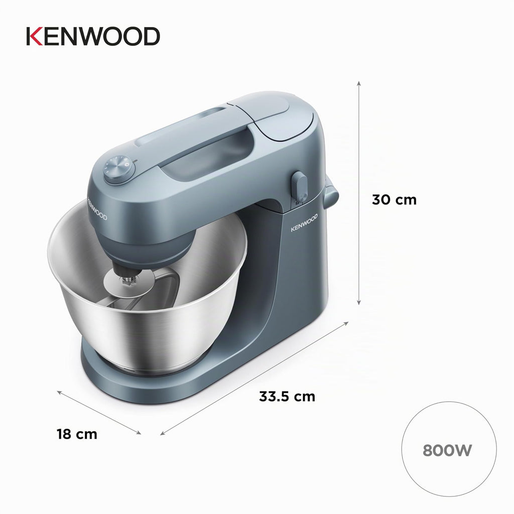 Küchenmaschine KZM35.000GY 800 W 4 L Edelstahlschüssel mit K-Haken Schneebesen und Knethaken