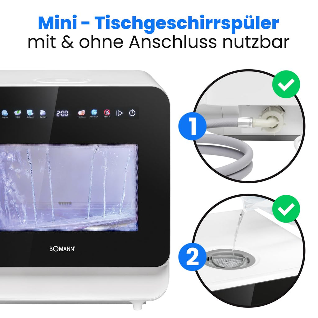 Tischgeschirrspüler TSG 5702 mit 5-Liter-Tank 6 Programme 3 Maßgedecke Energieeffizienzklasse C Touch-Bedienung