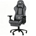 Gaming Stuhl ergonomisch mit Fußstütze 150 kg 4D Armlehnen Memory Foam Silent Wheels Anthrazit