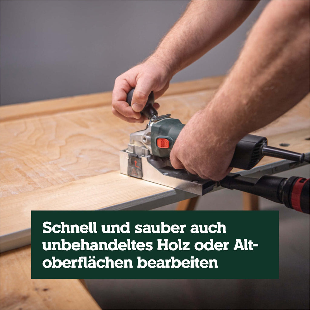 Lackfräse LF 850 S 850 W mit stufenloser Frästiefe 4 Hartmetall-Wendemessern und metaBOX 145