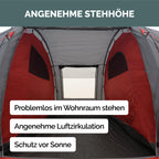 Familienzelt Lake 4 Personen Tunnelzelt 470 x 230 x 190 cm 2 Schlafkabinen 3000 mm Wassersäule Stehhöhe eingenähter Boden
