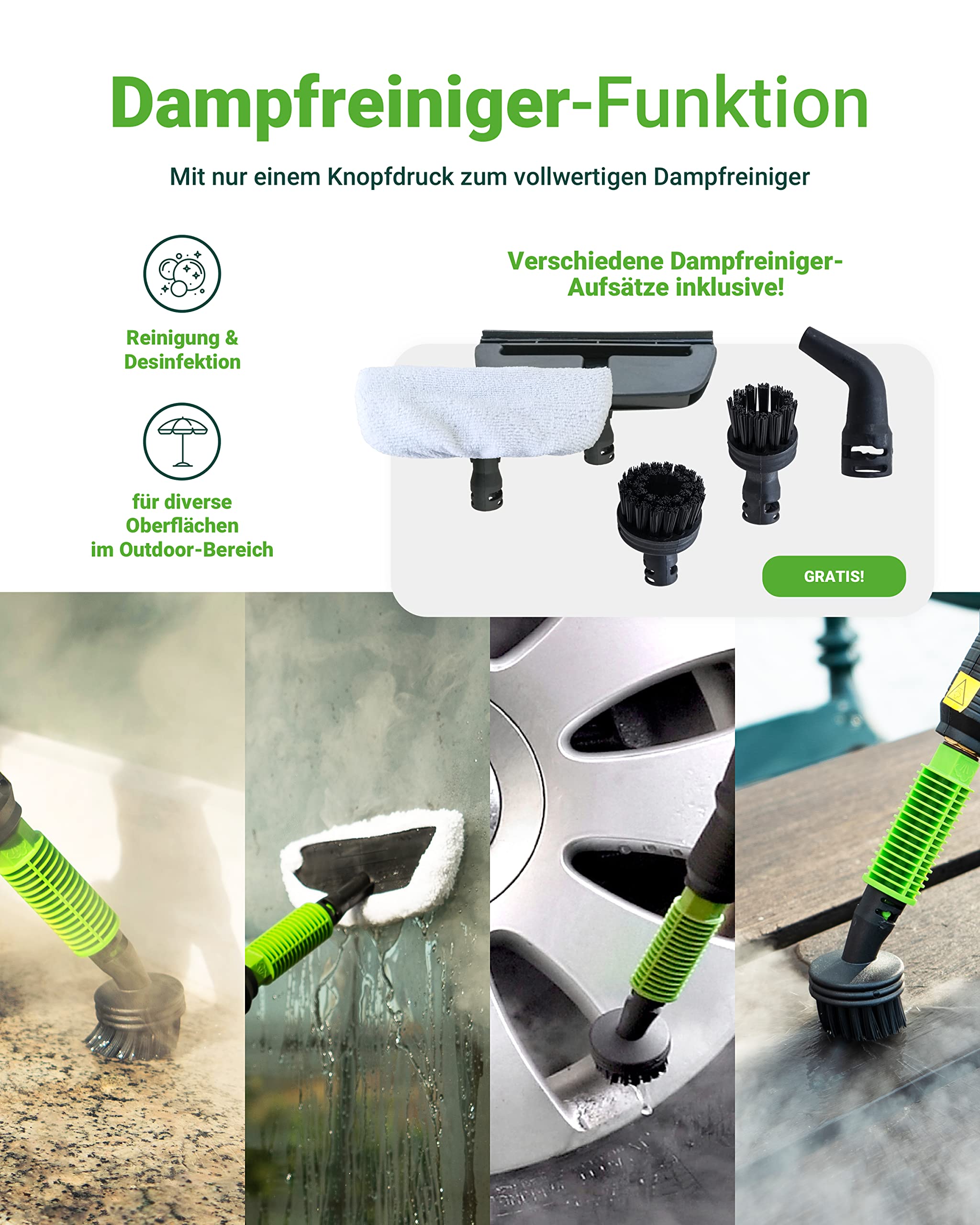Elektrischer Unkrautvernichter mit heißem Wasser Fox One, Dampfreiniger, ohne Gas und Flamme, für Unkraut, Moos, Giersch und Grünbelag
