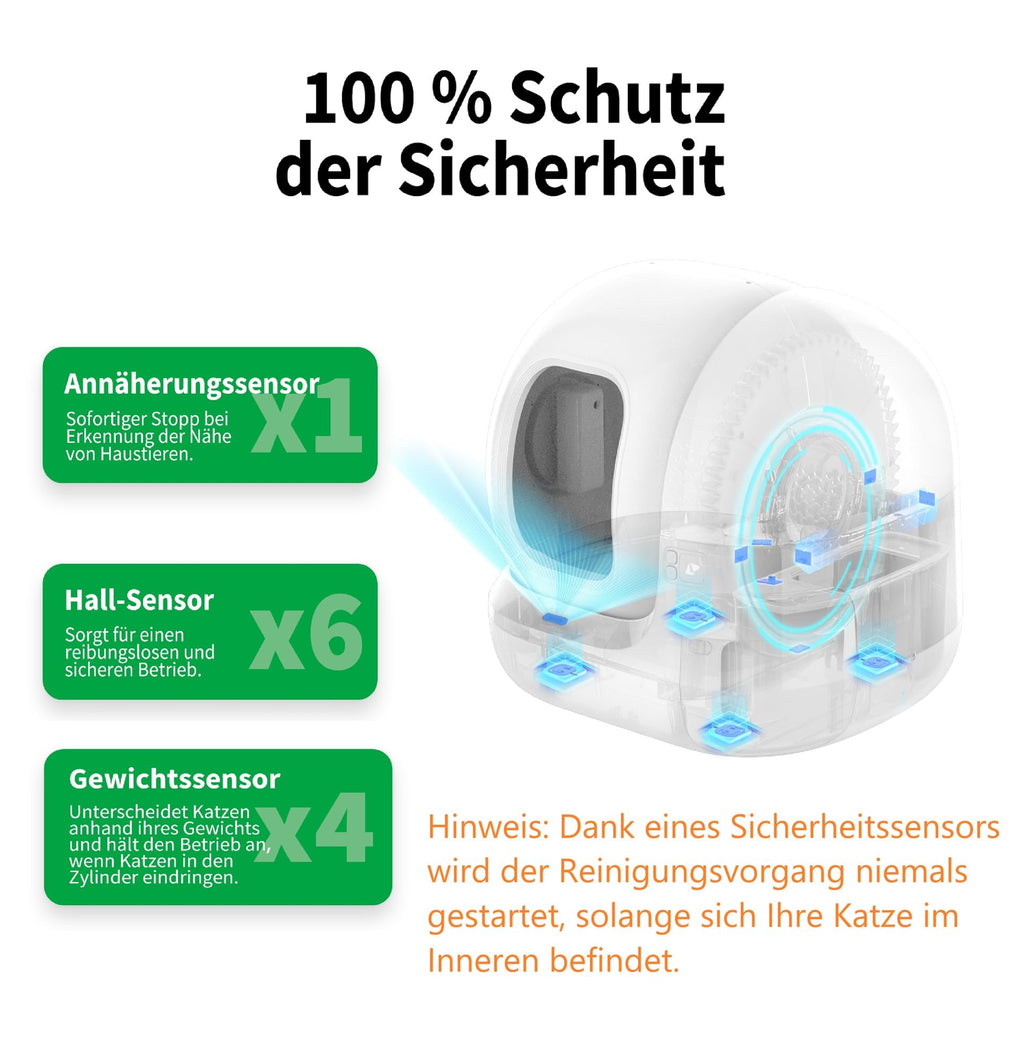 Katzentoilette selbstreinigend Pura Max 2 76 L App-Steuerung XSecure 8 kg Traglast 58 x 53 x 52,5 cm