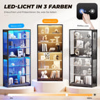 Vitrine mit Glastür BD019B 180 cm 6 Ebenen Beleuchtung verstellbare Glasböden für Sammlerstücke