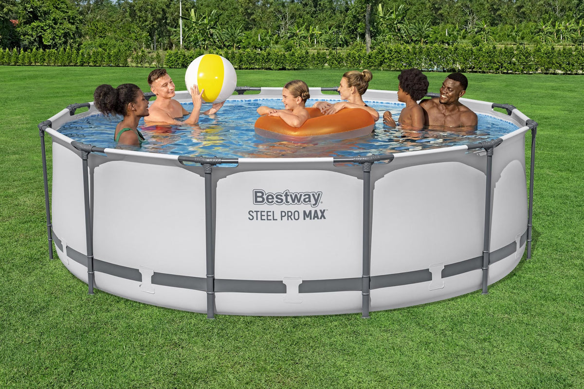 Aufstellpool Steel Pro MAX 366 x 100 cm 9150 l mit Filterpumpe 2006 l/h Sicherheitsleiter rund Modell 56418