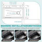 Edelstahl Küchenspüle 80 x 45 x 22 cm Einzelbecken mit LED-Temperaturanzeige ausziehbarem Wasserfallhahn und Ablaufgarnitur