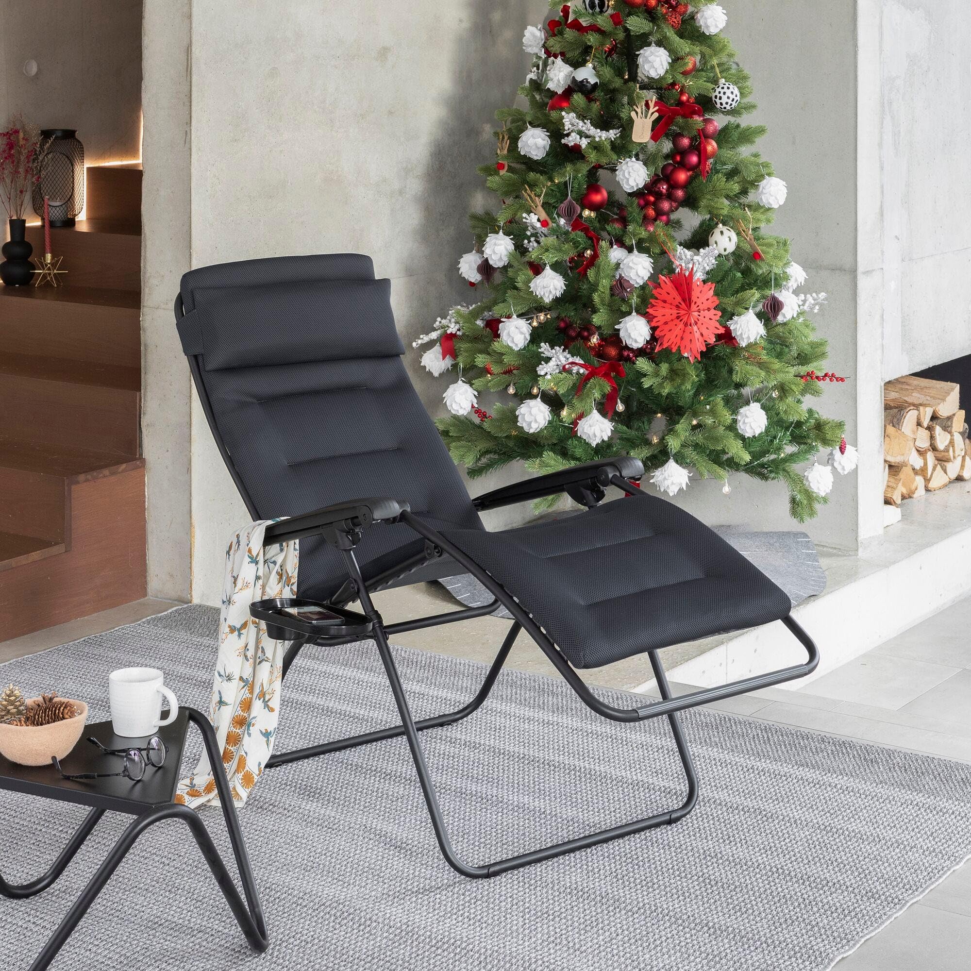 Lafuma MOBILIER Relaxliege RSX Clip AirComfort Zero Gravity Klappbar Schwarz 163 x 67 x 115 cm