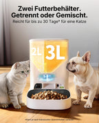 Automatischer Katzen Futterautomat YumShare Dual-Hopper 5 L mit Kamera Gesichtserkennung Doppelbehälter WLAN App Steuerung