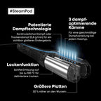 SteamPod 4 Dampfstyler mit Dampftechnologie zum Glätten Locken und Wellen für alle Haartypen mit 3 Kämmen