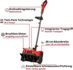 Akku-Schneefräse GE-ST 36/40 Li E-Solo 36 V 40 cm Arbeitsbreite bis 20 cm Schneehöhe 6 m Auswurf PXC ohne Akku