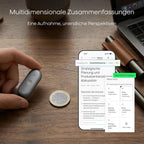 KI-Diktiergerät NotePin S mit Aufnahmetaste 64 GB 20 Stunden Aufnahme 4 Tragemodi Transkription und Zusammenfassungen