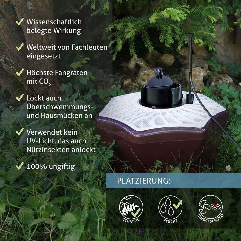 BG-Mosquitaire CO2 Mückenfalle für Outdoor mit BG-Sweetscent Lockstoff, CO2-Anschluss, ohne Insektizide, 40 x 40 x 25 cm